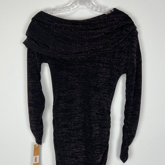 Rachel Roy Womens Off Shoulder Lurex Jersey Dress Black Metallic Glitter size S - Picture 8 of 16
